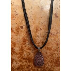 Sterling Silver Pendant Multi Strand Black Thread Necklace